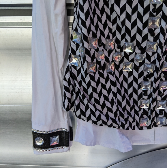 Western Show Pleasure Rail Shirt and Vest Horsemanship Plaid Fringe Custom Top - Picture 3 of 5